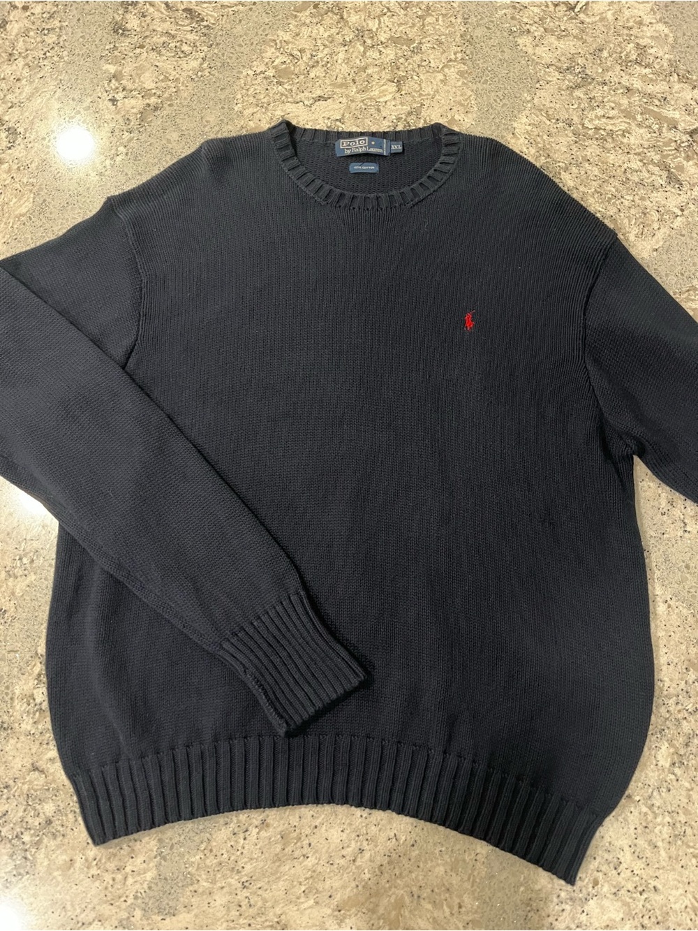 Vintage Polo by Ralph Lauren Navy Blue Knit Sweater with Red Pony